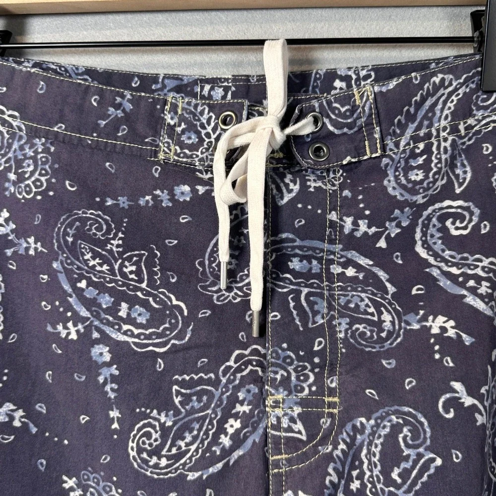 Polo Ralph Lauren Paisley Board Shorts Mens 34 Navy Blue Swim Trunks Cargo